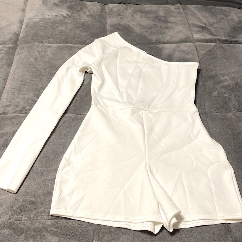 White one shoulder romper